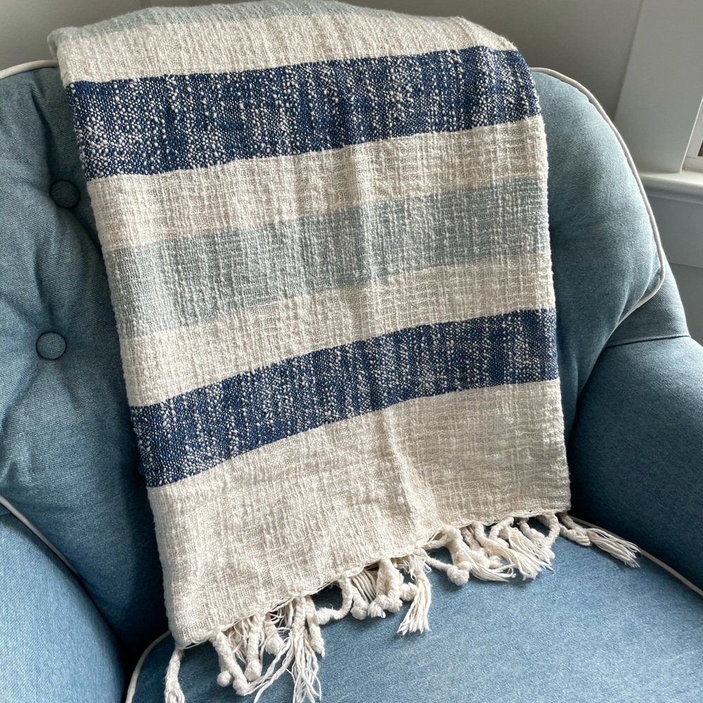 Blue Striped Throw Blanket